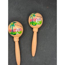 Unbranded Maracas Unisex OS Peach Excellent Hand Painted Ensenada Wood Pair