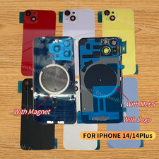 For iPhone14/iPhone 14Plus Back Glass With Metal Magnet Big Hole Rear Cover Lot