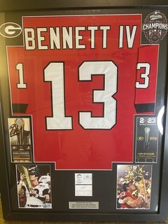STETSON BENNETT FRAMED JERSEY GEORGIA BULLDOGS AUTO CARD RAMS NATIONAL CHAMPS