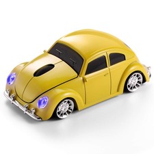 Classic Car Shaped Mouse LED Headlights 1600 DPI 2.4Ghz Wireless Yellow PC