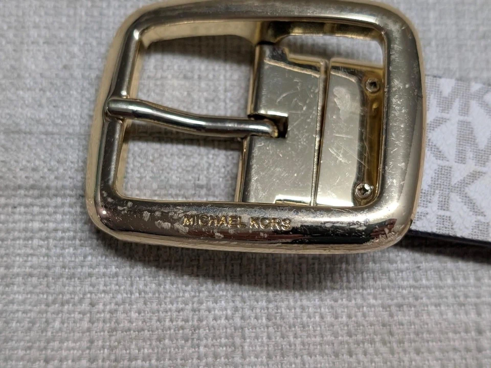 MICHAEL KORS коричневый/белый MK монограмма 34 платье ремень двусторонний - Изображение 3 из 4