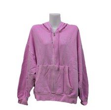 NWT Pink Victoria s Secret CAMPUS FLEECE FULL-ZIP HOODIE Size L Hushed Lilac