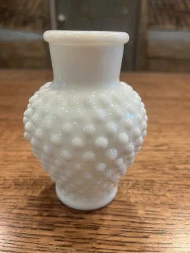 Vintage White Milk Glass Vase 5 inch Bubble Cottage Core
