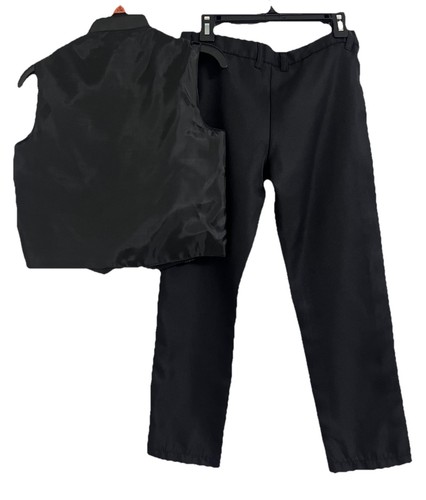 English Laundry Suit Boys 8 Black Pants w/ Vest Striped 2-Piece Set Poly - Picture 2 of 19