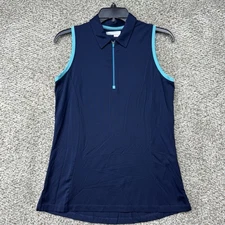 Callaway Tank Top Polo Shirt Women Size Medium Blue 1/4 Zip Performance Stretch