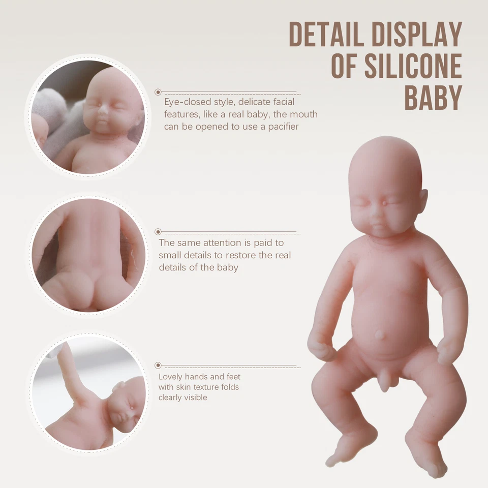 COSDOLL Mini Muñeca bebé de silicona 1.9-3.9" born Baby Doll Mini Reborn Babies - Immagine 2 di 4
