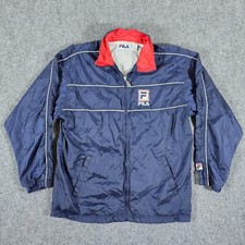 Vintage 90s Y2K Fila Lightweight Zip Up Windbreaker Blue Mens Size Small Hip Hop