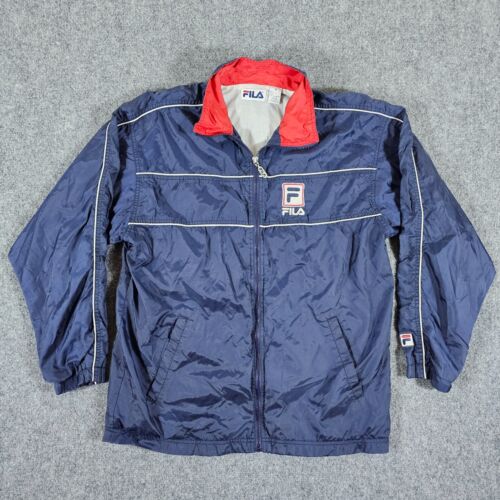 Vintage 90s Y2K Fila Lightweight Zip Up Windbreaker Blue Mens Size Small Hip Hop