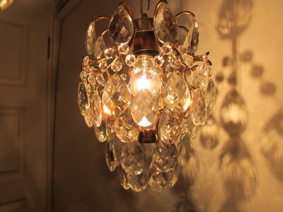 SELTENE antike französische Käfig Stil, Kristall Kronleuchter Lampe 40er Jahre