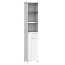 3-Tier Shelf Tall Bathroom Storage Cabinet Narrow Side Floor Organizer Cupboard