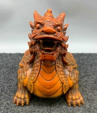 8.4" Chinese Shoushan Stone Carving Dragon Tortoise Turtle Statue Sculpture