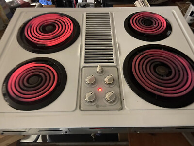GE Profile 30u0026#034; Electric Downdraft Modular Cooktop White J P389 9T1AH  TESTED | eBay