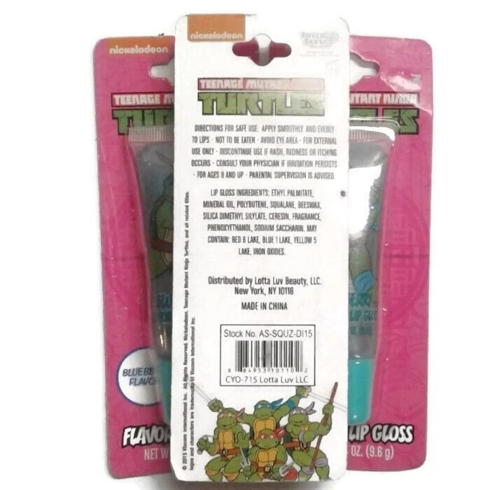 Brilho labial Nickelodeon Teenage Mutant Ninja Turtles mirtilo TMNT 3 tubos NOVO - Imagem 2 de 2