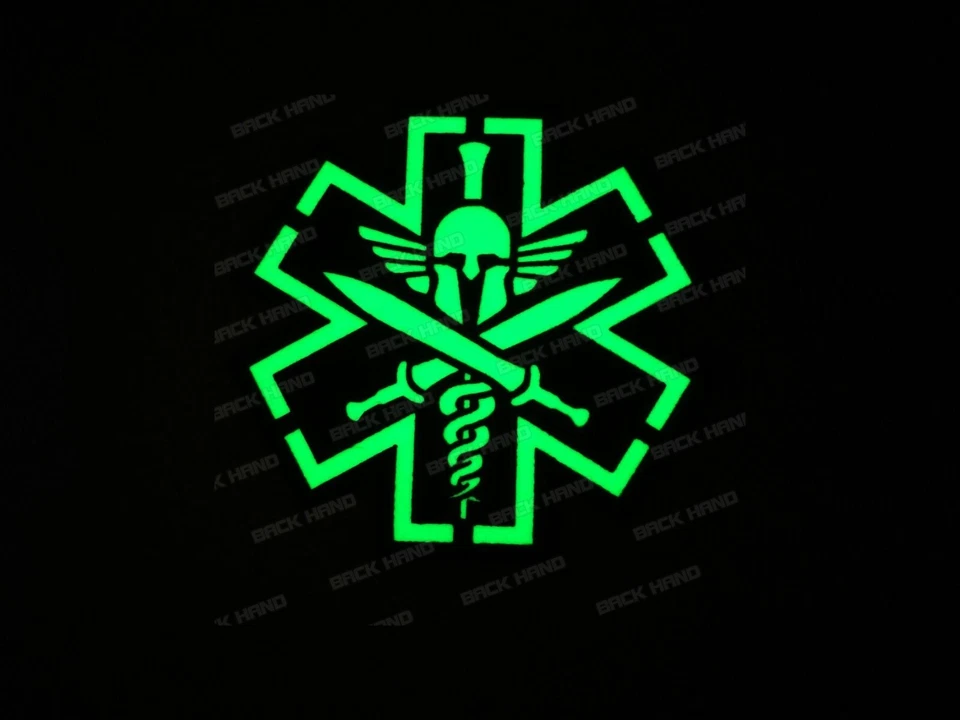 Reflective IR Spartan Power Medical MED Hook Loop Patch Emblem Fastener Badge - Image 3 of 4