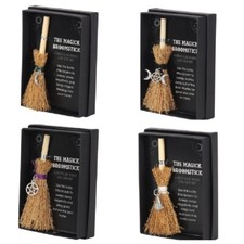 Mini Magick Broomstick Witch Magic Wiccan Pagan Gothic Triple Moon Pentagram Hat