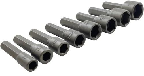 8 Piece Magnetic Nut Driver Socket Set Impact Drill Bits 1/4" Hex Shank 5 - 11mm - Picture 2 of 5