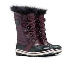 Sorel Youth Tofino ll Faux Fur Lined Snow Boots Black/Quarry Size 3Y New