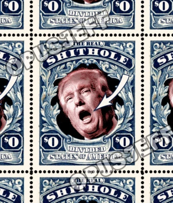 Trump - The Real Shithole - Art Stamps (Artistamp, Faux Postage, REPRO)  RESIST! - Image 1 of 4