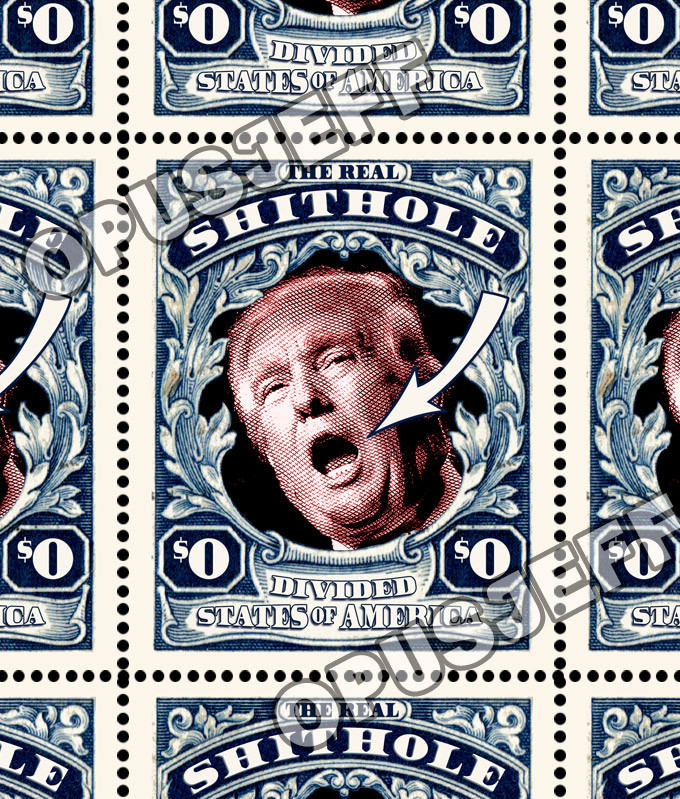 Trump - The Real Shithole - Art Stamps (Artistamp, Faux Postage, REPRO)  RESIST!