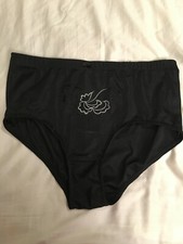 Vintage Jolie Intimates Panty Black w/White Embroidery 2X Excellent Condition