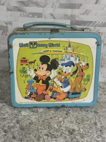 VINTAGE - Walt Disney World 1970's Metal Lunch Box Mickey Pluto Bears