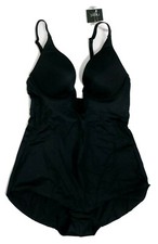 LADIES BLACK PUSH UP DEEP PLUNGE SMOOTHING BODY 32A ALL OVER SMOOTHING