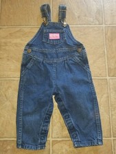 Vintage Oshkosh B'gosh Vestbak sz 12m blue denim Overalls 1pc romper girls 2477