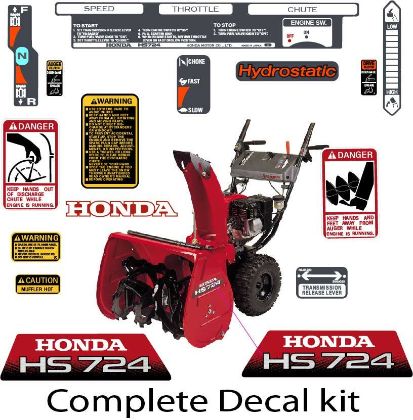 Honda Snow blower HS 624 724 828 928 1132 1332 Decal Sticker Kit WA WAS ...