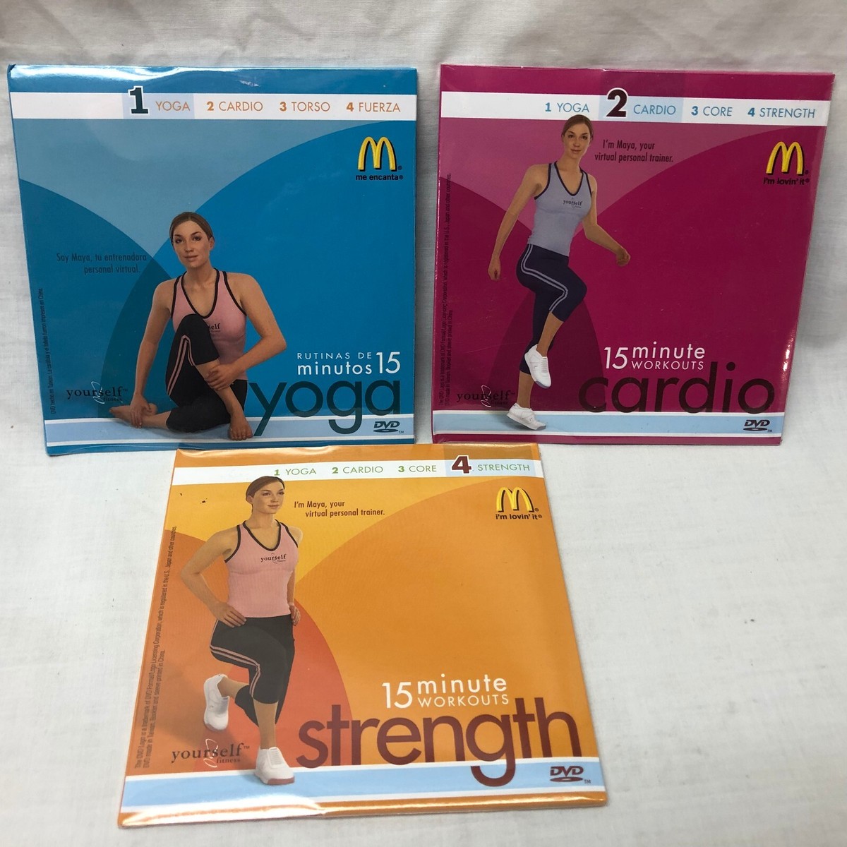 McDonald's 15 Minute Workout DVD (YOGA, CARDIO, STRENGTH) 3 DVD