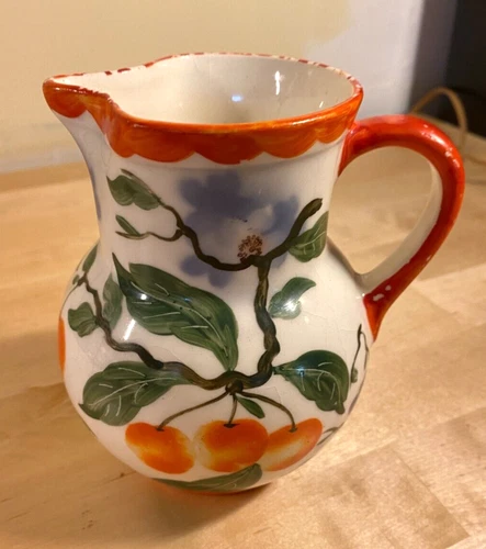 Vintage Erphila Czech Hand Painted Art Pottery Small Pitcher 4"H
