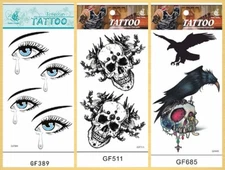 Sorrowful Heartbroken Angel Tears Eyes Skull Rose Black Birds Body Tattoo 