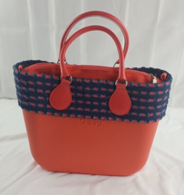 O BAG ITALY CORAL W/WRAP AROUND BLUE DENIM TOTE BAG