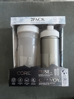 Core Kitchen - Fuse Kunststoff Shaker & Konvoi Edelstahl Flasche - Grau - Neu