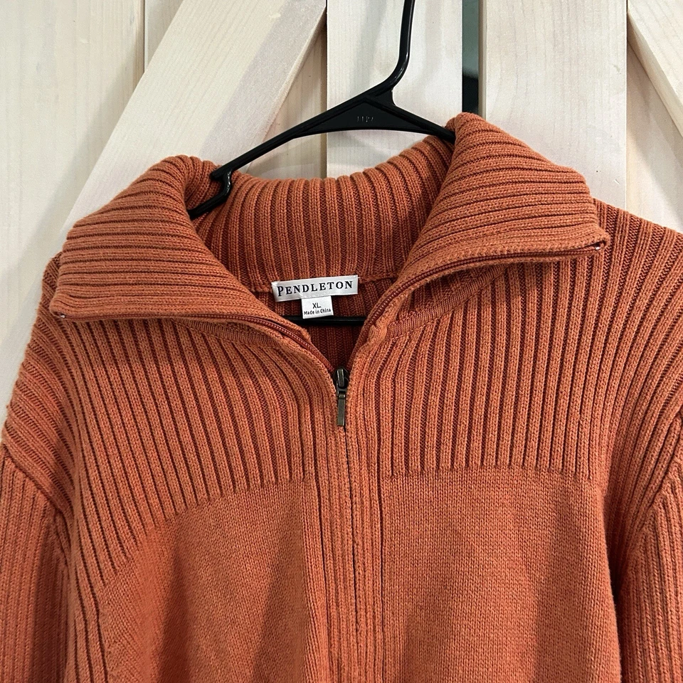 Suéter Pendleton Mujer 1X Cremallera Completa Naranja Bolsillos Acanalado Manga Larga Foto 2 de 4