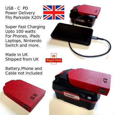 #ad Parkside X20V Battery USB C PD Super Fast Phone Laptop Charger High Power 60W GBP 21.95