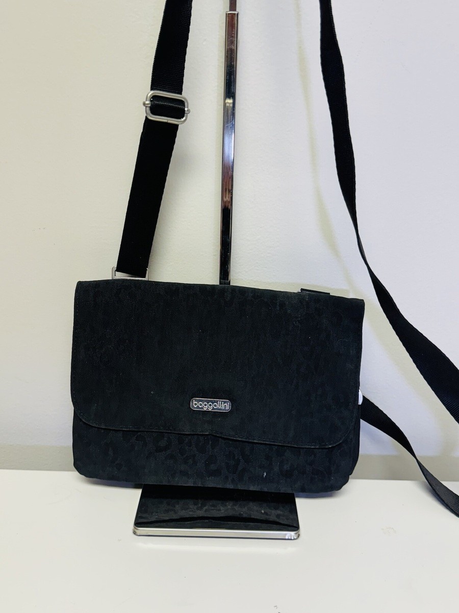 baggallini criss cross travel crossbody bag black cheetah one size Baggallini Venture Crossbody