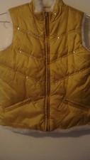 Gold Reversible Vest Girl Size 10/12 Warm Puffy  Pretty The Children's Place