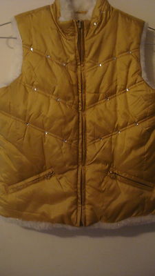 Gold Reversible Vest Girl Size 10/12 Warm Puffy &  Pretty The Children's Place
