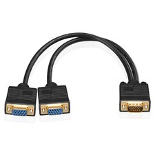 VGA Splitter Cable, Yellow-Price VGA Y Splitter for Screen Duplication 1ft