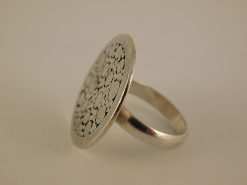 STERLING SILVER HAMMERED DOT ROUND RING SIZE 6 ARTISAN HANDCRAFTED - Afbeelding 7 van 12