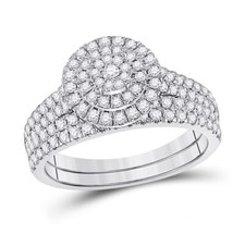 10kt White Gold Womens Round Diamond Bridal Wedding Engagement Ring Band Se