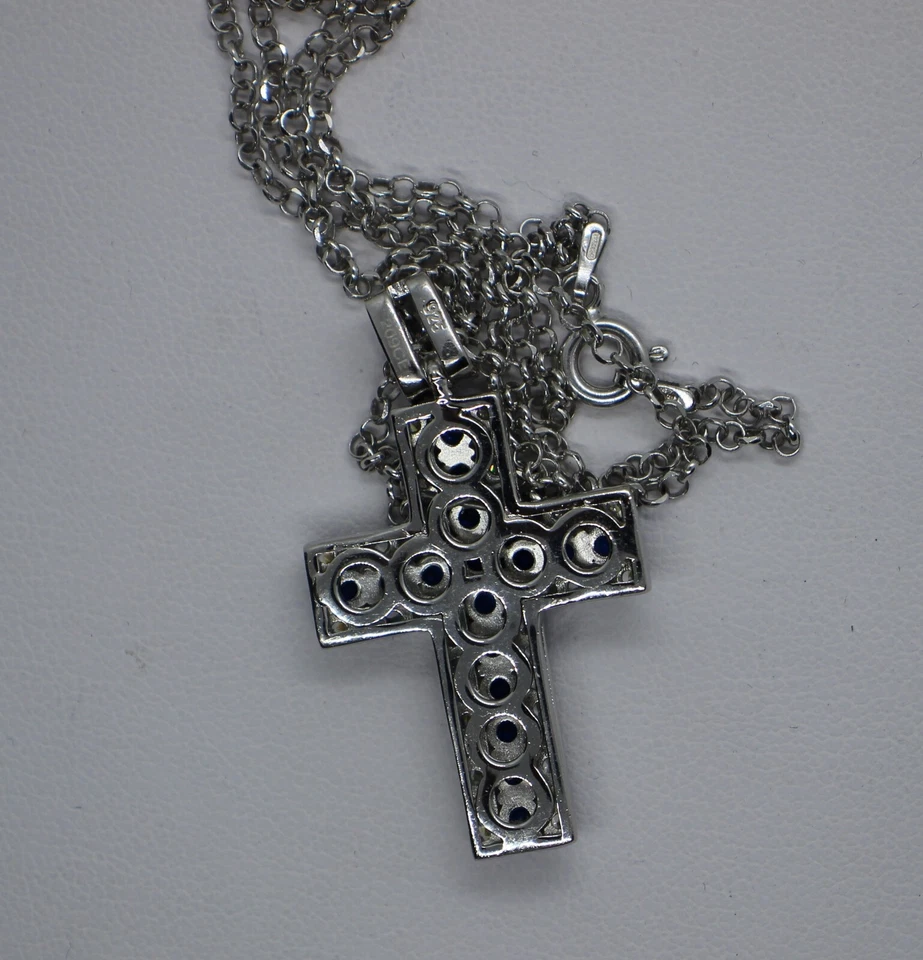 CROCE CIONDOLO ARGENTO ZIRCONI RUBINI E BIANCHI RODIATA MM 21X3 EXPLOIT - Immagine 4 di 4