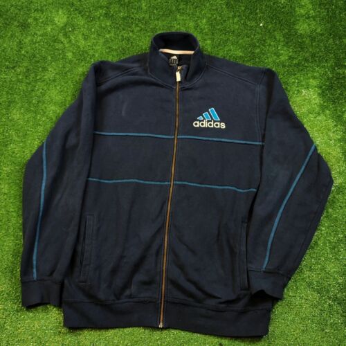 Vintage Adidas Sweater Adult XL Full Zip Sweatshirt Casual Logo Blue Mens 00's * - Picture 1 of 15