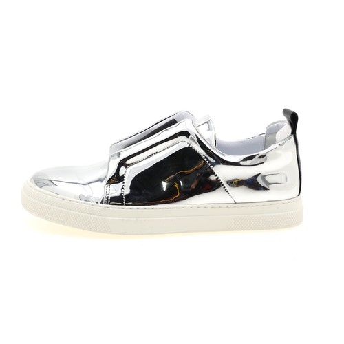 PIERRE HARDY Z9409 Silver Laceless Leather Low-Top Sneakers Size 40 / 10 US - Picture 3 of 5