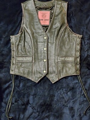 Bon Jovi Hand Signed Lost Highway Leather Vest Offical 08  Jon,Ritchie,Dave&Tico