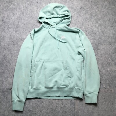 Nike Club Fleece Hoodie Mens Small S Teal Pullover Check Logo