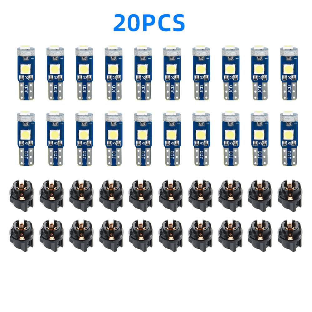 20x Instrument Panel Dash Gauge Light Bulbs T5 74 17 37 3SMD LED w/ Socket White