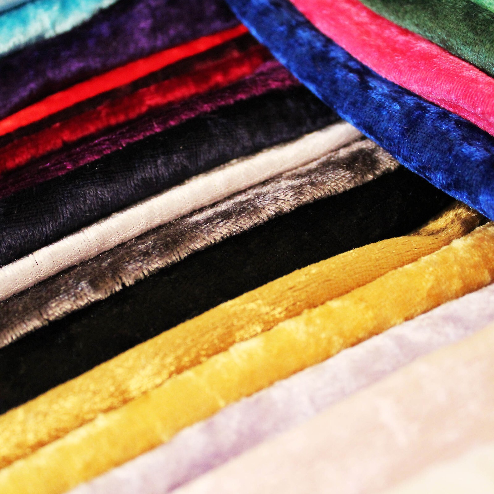 Crushed Velvet Velour Fabric Natural One Way Stretch - Black Friday Sale