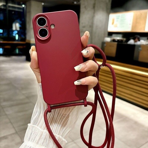 Luxury Color Lanyard Liquid Silicone Cover Case For 16 15 14 13 12 11 Pro Max - 第 25/27 張圖片