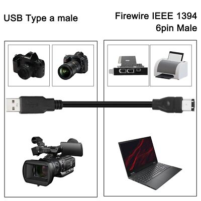 Cavo Adattatore Da Firewire 6 Pin Maschio A USB 2.0 Maschio - Per Collegare Vecchie Periferiche